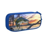 WYYDPPLK Big Fish Pencase with Full-Print Design - Durable Oxford Cloth Pencil Case for School, Office & Travel - Multi Pocket Storage Bag for Pens, Makeup & Accessories