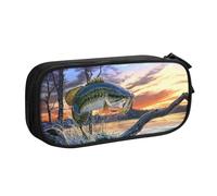 WYYDPPLK Big Fish Pencase with Full-Print Design - Durable Oxford Cloth Pencil Case for School, Office & Travel - Multi Pocket Storage Bag for Pens, Makeup & Accessories
