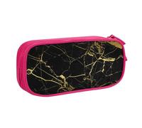 WYYDPPLK Black and Gold Background Pencase with Full-Print Design - Durable Oxford Cloth Pencil Case for School, Office & Travel - Multi Pocket Storage Bag for Pens, Makeup & Accessories