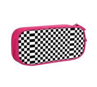 WYYDPPLK Black and White Checkered Pencase with Full-Print Design - Durable Oxford Cloth Pencil Case for School, Office & Travel - Multi Pocket Storage Bag for Pens, Makeup & Accessories