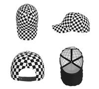 WYYDPPLK Black and White Checkered Stylish Baseball Cap with Full-Print Design â€“ Durable, Lightweight, and Adjustable for Everyday Wear