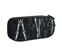 WYYDPPLK Black and White Marble Pencase with Full-Print Design - Durable Oxford Cloth Pencil Case for School, Office & Travel - Multi Pocket Storage Bag for Pens, Makeup & Accessories