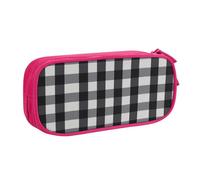WYYDPPLK Black and White Plaid Pencase with Full-Print Design - Durable Oxford Cloth Pencil Case for School, Office & Travel - Multi Pocket Storage Bag for Pens, Makeup & Accessories