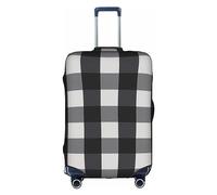 WYYDPPLK Black and White Plaid Suitcase Cover with Double-Sided Pattern Printing - Durable and Elastic Protection for Travel and Business Trips