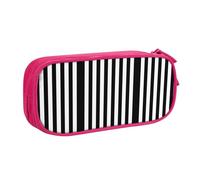 WYYDPPLK Black and-White Stripes Pencase with Full-Print Design - Durable Oxford Cloth Pencil Case for School, Office & Travel - Multi Pocket Storage Bag for Pens, Makeup & Accessories