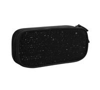 WYYDPPLK Black Glitter Pencase with Full-Print Design - Durable Oxford Cloth Pencil Case for School, Office & Travel - Multi Pocket Storage Bag for Pens, Makeup & Accessories