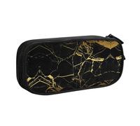 WYYDPPLK Black Marble Pencase with Full-Print Design - Durable Oxford Cloth Pencil Case for School, Office & Travel - Multi Pocket Storage Bag for Pens, Makeup & Accessories