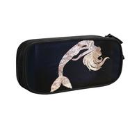 WYYDPPLK Black Mermaid Pencase with Full-Print Design - Durable Oxford Cloth Pencil Case for School, Office & Travel - Multi Pocket Storage Bag for Pens, Makeup & Accessories