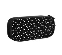 WYYDPPLK Black White Polka Dots Pencase with Full-Print Design - Durable Oxford Cloth Pencil Case for School, Office & Travel - Multi Pocket Storage Bag for Pens, Makeup & Accessories
