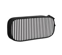WYYDPPLK Black & White Stripe Pencase with Full-Print Design - Durable Oxford Cloth Pencil Case for School, Office & Travel - Multi Pocket Storage Bag for Pens, Makeup & Accessories