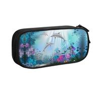 WYYDPPLK Blue Ocean Underwater Fish Pencase with Full-Print Design - Durable Oxford Cloth Pencil Case for School, Office & Travel - Multi Pocket Storage Bag for Pens, Makeup & Accessories