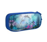 WYYDPPLK Blue Ocean Underwater Fish Pencase with Full-Print Design - Durable Oxford Cloth Pencil Case for School, Office & Travel - Multi Pocket Storage Bag for Pens, Makeup & Accessories