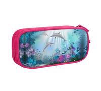 WYYDPPLK Blue Ocean Underwater Fish Pencase with Full-Print Design - Durable Oxford Cloth Pencil Case for School, Office & Travel - Multi Pocket Storage Bag for Pens, Makeup & Accessories