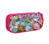 WYYDPPLK Colored Flower Pencase with Full-Print Design - Durable Oxford Cloth Pencil Case for School, Office & Travel - Multi Pocket Storage Bag for Pens, Makeup & Accessories