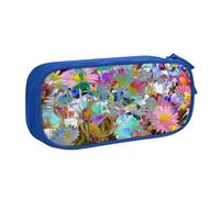 WYYDPPLK Colored Flower Pencase with Full-Print Design - Durable Oxford Cloth Pencil Case for School, Office & Travel - Multi Pocket Storage Bag for Pens, Makeup & Accessories