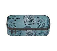 WYYDPPLK Crazy Save Manatee Print High-Capacity Layered Pencil Case - Versatile, Durable, and Compact Oxford Fabric Stationery Bag with Multiple