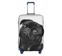 WYYDPPLK Cute Black Pug Dog Suitcase Cover with Double-Sided Pattern Printing - Durable and Elastic Protection for Travel and Business Trips