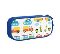 WYYDPPLK Diversified Transportation Pencase with Full-Print Design - Durable Oxford Cloth Pencil Case for School, Office & Travel - Multi Pocket Storage Bag for Pens, Makeup & Accessories