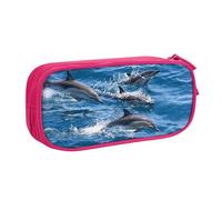 WYYDPPLK Dolphins in The Sea Pencase with Full-Print Design – Durable Oxford Cloth Pencil Case for School, Office & Travel – Multi Pocket Storage Bag for Pens, Makeup & Accessories