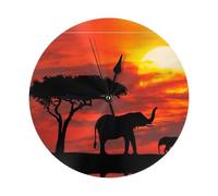 WYYDPPLK Elephant Sunset Round Wall Clock - Stylish Pvc Printed Clock With Silent Movement, Perfect For Home & Office Decor