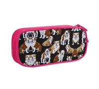 WYYDPPLK English Bulldogs Pencase with Full-Print Design - Durable Oxford Cloth Pencil Case for School, Office & Travel - Multi Pocket Storage Bag for Pens, Makeup & Accessories