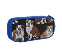 WYYDPPLK English Bulldogs Pencase with Full-Print Design - Durable Oxford Cloth Pencil Case for School, Office & Travel - Multi Pocket Storage Bag for Pens, Makeup & Accessories