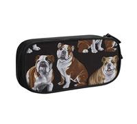WYYDPPLK English Bulldogs Pencase with Full-Print Design - Durable Oxford Cloth Pencil Case for School, Office & Travel - Multi Pocket Storage Bag for Pens, Makeup & Accessories