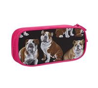WYYDPPLK English Bulldogs Pencase with Full-Print Design - Durable Oxford Cloth Pencil Case for School, Office & Travel - Multi Pocket Storage Bag for Pens, Makeup & Accessories