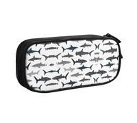 WYYDPPLK Fish and Shark Pencase with Full-Print Design - Durable Oxford Cloth Pencil Case for School, Office & Travel - Multi Pocket Storage Bag for Pens, Makeup & Accessories