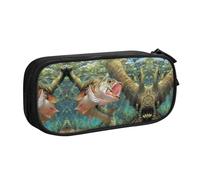 WYYDPPLK Fish Pencase with Full-Print Design - Durable Oxford Cloth Pencil Case for School, Office & Travel - Multi Pocket Storage Bag for Pens, Makeup & Accessories