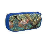 WYYDPPLK Fish Pencase with Full-Print Design - Durable Oxford Cloth Pencil Case for School, Office & Travel - Multi Pocket Storage Bag for Pens, Makeup & Accessories