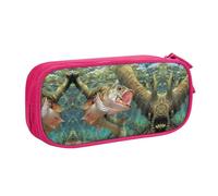 WYYDPPLK Fish Pencase with Full-Print Design - Durable Oxford Cloth Pencil Case for School, Office & Travel - Multi Pocket Storage Bag for Pens, Makeup & Accessories