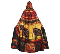 WYYDPPLK Funny African Elephant Patchwork Print Hooded Cloak For Adults - Unisex Halloween Christmas Cosplay Cape