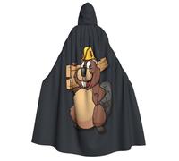 WYYDPPLK Funny Beaver Working Print Hooded Cloak For Adults - Unisex Halloween Christmas & Easter Events Cosplay Cape
