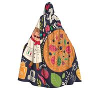 WYYDPPLK Funny Chef Pizza Print Hooded Cloak For Adults - Unisex Halloween Christmas Cosplay Cape