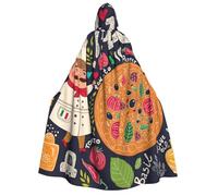 WYYDPPLK Funny Chef Pizza Print Hooded Cloak For Adults - Unisex Halloween Christmas & Easter Events Cosplay Cape