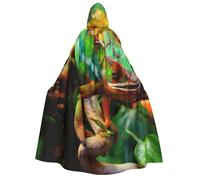 WYYDPPLK Funny Cute Chameleon Print Hooded Cloak For Adults - Unisex Halloween Christmas & Easter Events Cosplay Cape