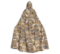 WYYDPPLK Funny Cute Dog Bone Bowl Woof Claw Print Hooded Cloak For Adults - Unisex Halloween Christmas Cosplay Cape