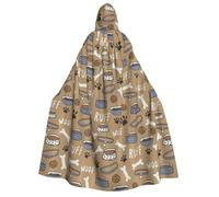 WYYDPPLK Funny Cute Dog Bone Bowl Woof Claw Print Hooded Cloak For Adults - Unisex Halloween Christmas & Easter Events Cosplay Cape