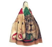 WYYDPPLK Funny Cute Guinea Pigs Print Hooded Cloak For Adults - Unisex Halloween Christmas Cosplay Cape