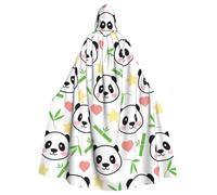 WYYDPPLK Funny Cute Panda Bamboo Star Print Hooded Cloak For Adults - Unisex Halloween Christmas Cosplay Cape
