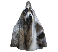 WYYDPPLK Funny Cute Raccoon Print Hooded Cloak For Adults - Unisex Halloween Christmas Cosplay Cape