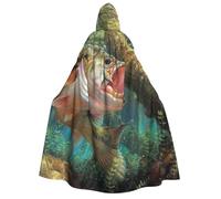 WYYDPPLK Funny Fish Print Hooded Cloak For Adults - Unisex Halloween Christmas & Easter Events Cosplay Cape