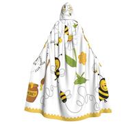 WYYDPPLK Funny Flying Bees Daisy Honey Print Hooded Cloak For Adults - Unisex Halloween Christmas Cosplay Cape