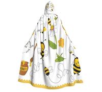 WYYDPPLK Funny Flying Bees Daisy Honey Print Hooded Cloak For Adults - Unisex Halloween Christmas & Easter Events Cosplay Cape