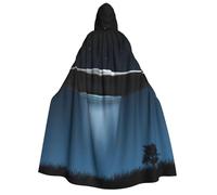 WYYDPPLK Funny Flying Saucer At Night Print Hooded Cloak For Adults - Unisex Halloween Christmas & Easter Events Cosplay Cape