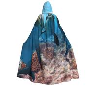 WYYDPPLK Funny Funny Dolphin Looking At You Print Hooded Cloak For Adults - Unisex Halloween Christmas & Easter Events Cosplay Cape