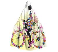 WYYDPPLK Funny Girl Bicycle Butterfly Print Hooded Cloak For Adults - Unisex Halloween Christmas & Easter Events Cosplay Cape