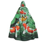 WYYDPPLK Funny Hd Japanese Red Carp Fish Print Hooded Cloak For Adults - Unisex Halloween Christmas Cosplay Cape