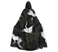 WYYDPPLK Funny Japanese Crane & Pine Print Hooded Cloak For Adults - Unisex Halloween Christmas Cosplay Cape